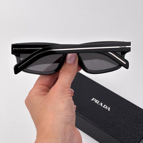Prada PRB11S Sunglasses – Black Rectangle Frame Grey Crystal | Model 16K731 - Picture 3 of 11